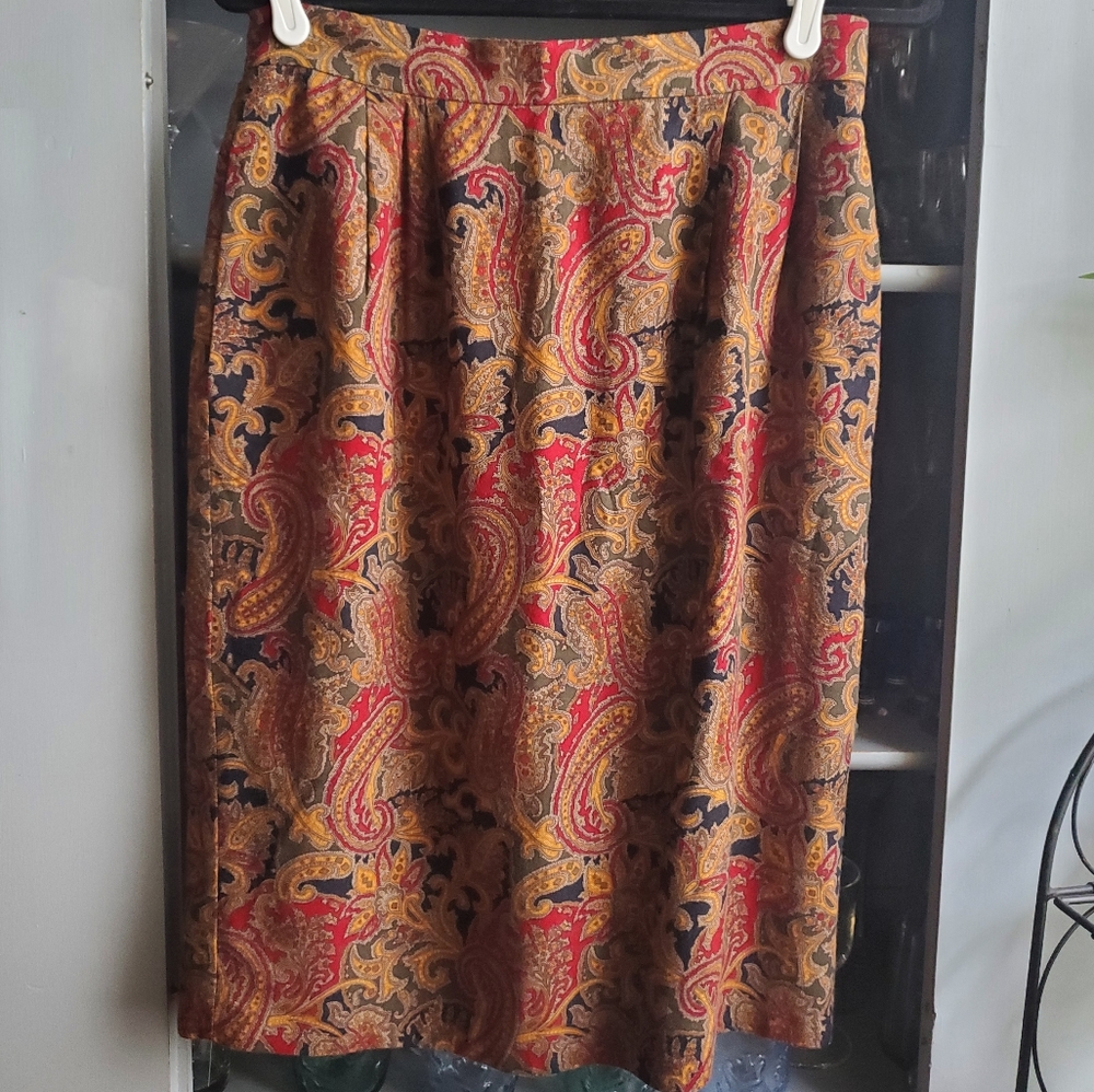 Talbots Multicolor Paisley Pencil Skirt